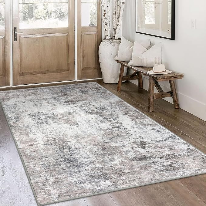 Modern Abstract 4x6 Living Room Washable Rug Non-Slip Soft Bedroom Area Rug - Image 2