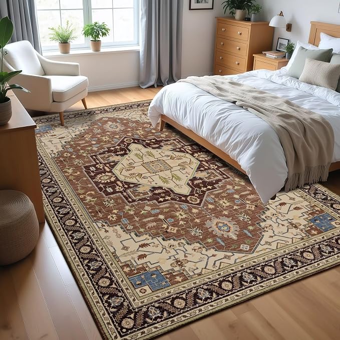 4x6 Mousse Brown Area Rug for Living Room, Machine Washable Rugs - Image 4