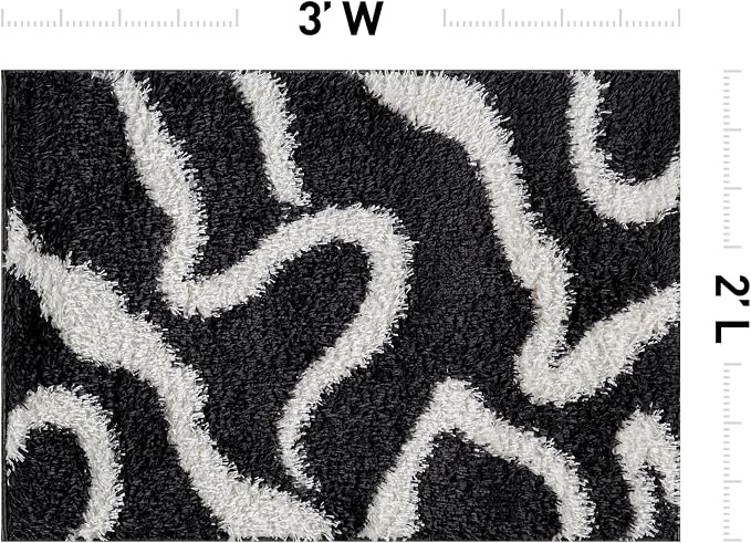 Rugshop Abstract Wavy Shag Area Rug Anthracite Dark Gray 2' x 3' Ideal - Image 2