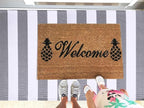 KOZYFLY Striped Outdoor Rug 3x5 Ft Front Door Rug Gray and White Hand Woven - Image 4
