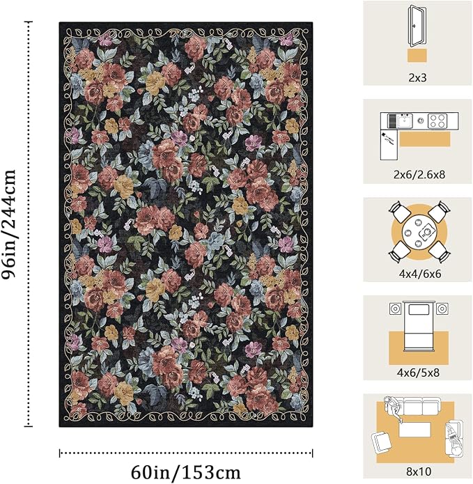 5x8 Machine Washable Area Rug for Living Room, Kids and Pets Friendly for - Image 2