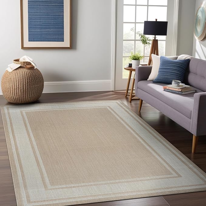 Beverly Rug Outdoor Rug 6x9 Modern Bordered Area Rugs - Image 5