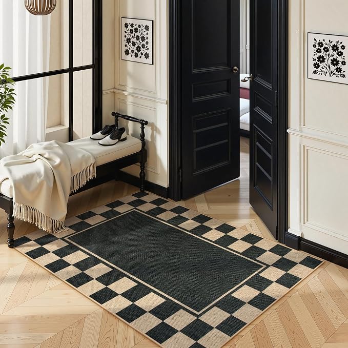Moynesa Easy Jute Rug Checkered Outdoor Patio Rug 3x5, Washable Rugs - Image 3