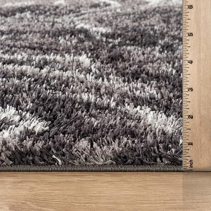 Rugshop Abstract Marble Shag Area Rug Anthracite Dark Gray 7' 10" x 10' Perfect - Image 4