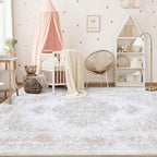 Area Rug 6x9 Living Room Rug, Machine Washable Vintage Distressed Medallion Rug - Image 3
