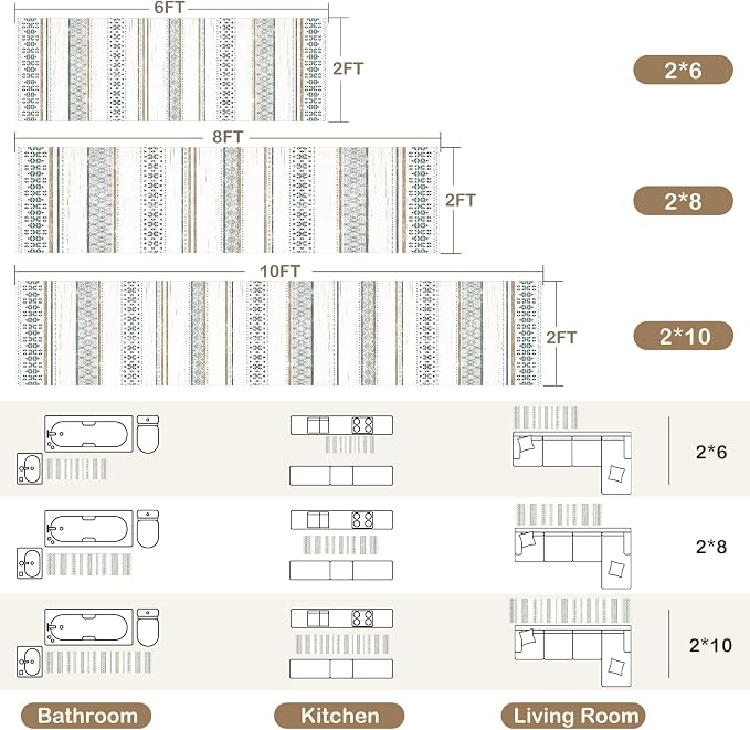 BESTSWEETIE 2x10 Area Rugs for Living Room Washable Moroccan Farmhouse Neutral - Image 2