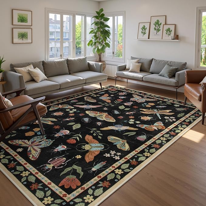 Lahome Insect Area Rugs 8x10, Non Slip Washable Rugs - Image 4