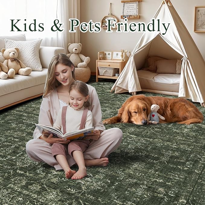 Washable Area Rug 2x3 Green Rugs - Image 7