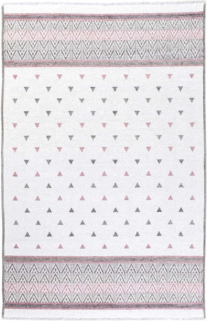 Alfa Rich 7x10 Mauve Gray Off White Washable Area Rugs - Image 7