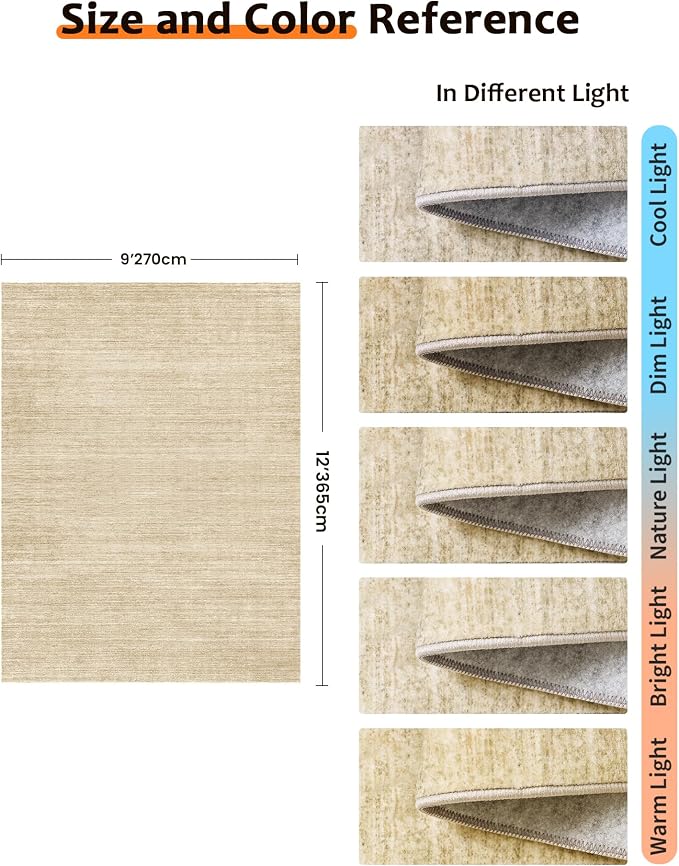 Art&Tuft Washable Rugs 9x12, Low Pile Area Rugs 9x12 Living Room - Image 2