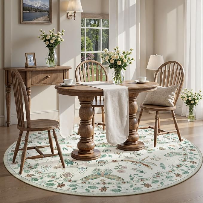 Lahome Insect Washable Round Area Rug, Soft Round Rugs 6ft Ultra-Thin Non-Slip - Image 3