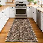 KILOCOCO Area Rug 3x5 Entryway Rug Washable Printed Vintage Floral Rubber - Image 2