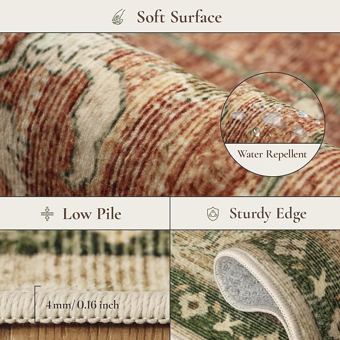 GENIMO 6x9 Area Rugs for Living Room, Machine Washable Non Slip Vintage Rugs - Image 7