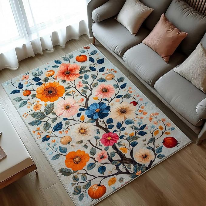 10x12 Colorful Flower Area Rugs, Floral Vintage Large Rugs, Floral Rugs - Image 3