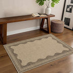 Scalloped Easy Jute Entryway Rug 2x3 Indoor Outdoor Front Door Mat Washable Non - Image 7