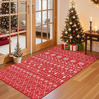 Lahome Christmas Rug 3x5 Red Washable Non Slip Small Area Rug Soft Low Pile - Image 2