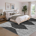 HelloTree Area Rug for Living Room 9x12 Washable Geometric Moroccan Rug Stripe - Image 5