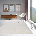 Hand-Tufted 100% Wool Area Rug – Unique Modern Geometric Grid Pattern, Soft - Image 2
