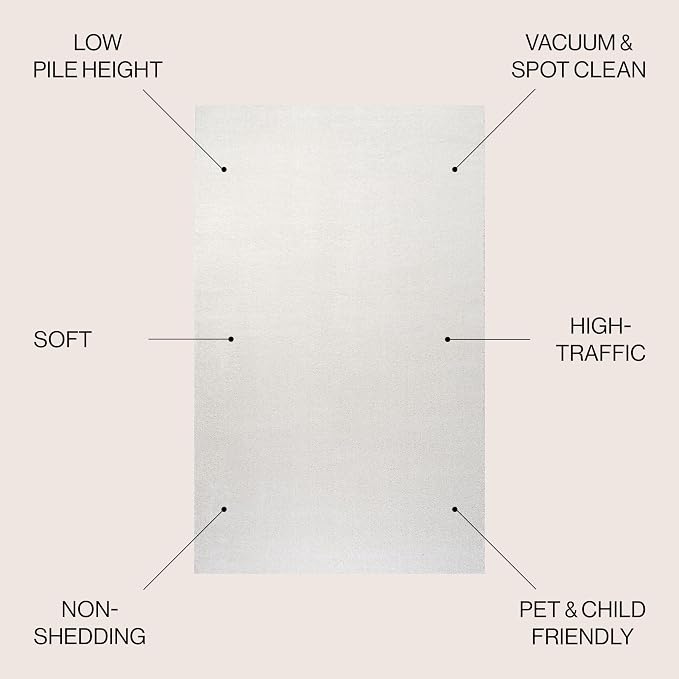 JONATHAN Y Haze Solid Low-Pile Cream Indoor Area Rug 4x6, Minimalist, - Image 2