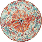 Lahome Bohemian Floral Medallion Round Rug - 4Ft Soft Bedroom Area Rug Oriental - Image 9