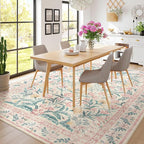 Wonnitar Floral Large Rugs for Living Room, Soft Light Pink Rug Washable 9x12 - Image 3