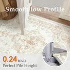 Runner Rug 2x6 Cream Hallway Washable Beige Carpet Non Slip Vintage Medallion - Image 3