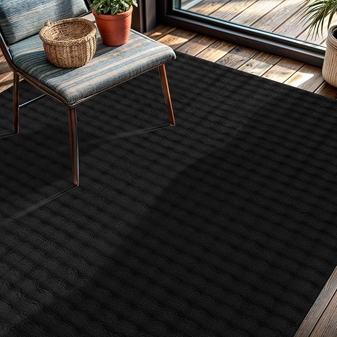 CAMILSON Modern Black Non Slip Rug 3x5 Ultra Soft High Pile Area Rugs Non Skid - Image 9