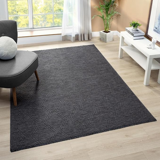 LUXE WEAVERS Modern Farmhouse Smoke 6x9 Washable Area Rug, Anti-Slip Diamond by LuxeWeavers