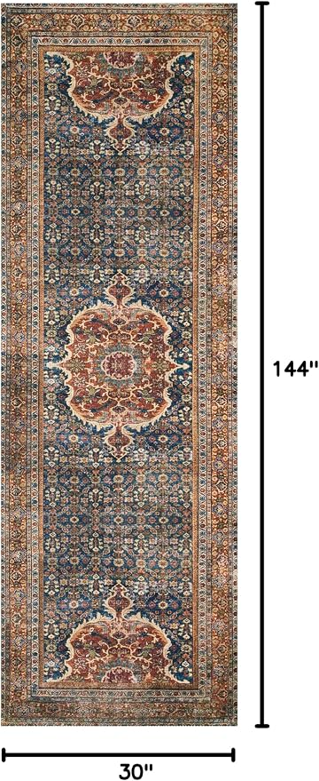 Loloi Layla Collection LAY-09 Cobalt Blue/Spice 2'-6" x 12'-0" .13" Thick - Image 2