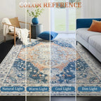 Area Rugs 4x6, Low Pile Washable Rugs, Soft Vintage Distressed Rugs - Image 3