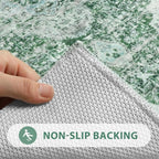 Uphome Green Bathroom Rugs, Distressed Farmhouse Boho Bath Mat, Non Slip - Image 3
