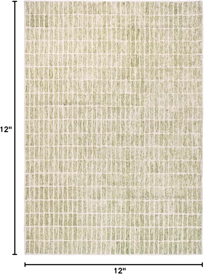 Hand-Tufted 100% Wool Area Rug – Unique Modern Geometric Grid Pattern, Soft - Image 2