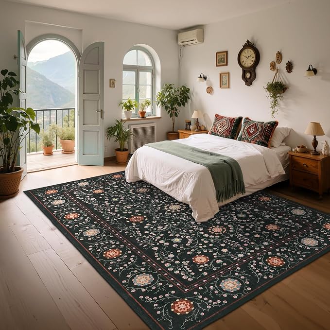 GarveeHome Boho 6x9 Area Rug for Living Room, Floral Vintage Rugs for Bedroom - Image 3