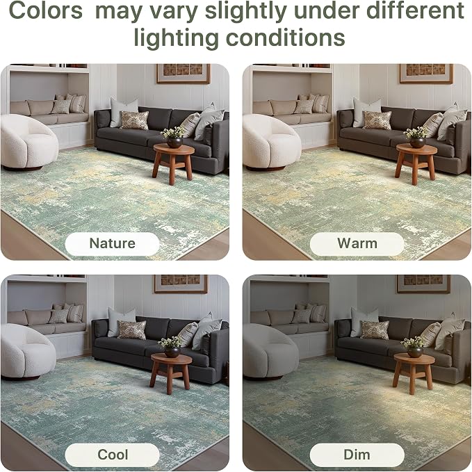 8x10 Area Rugs Washable Green Rug - Image 8
