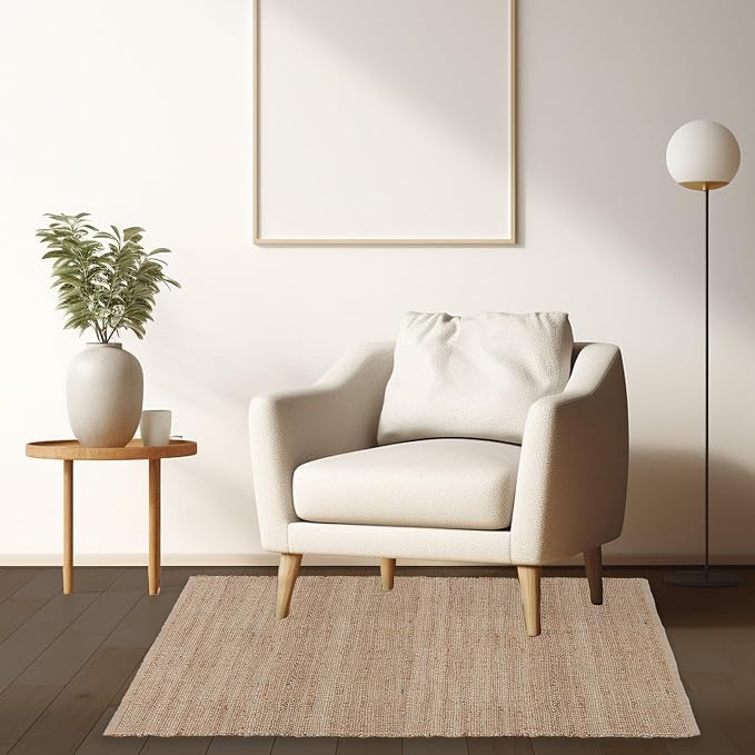 REDEARTH · Jute Cotton Area Rug, Sustainable Handwoven, Non-Shedding, Soft & by REDEARTH