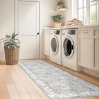 jinchan Fiora Runner Rug 2x5 Machine Washable Hallway Rug Grey Vintage Floral - Image 3