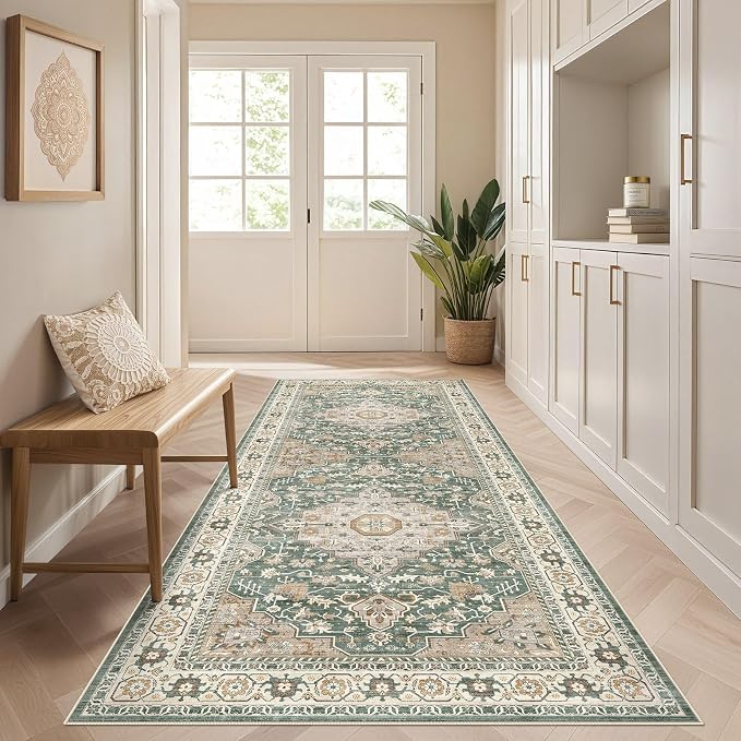 Runner Rug Kitchen Washable Rugs: 3x10 Non-Slip Abstract Soft Modern Stain - Image 3