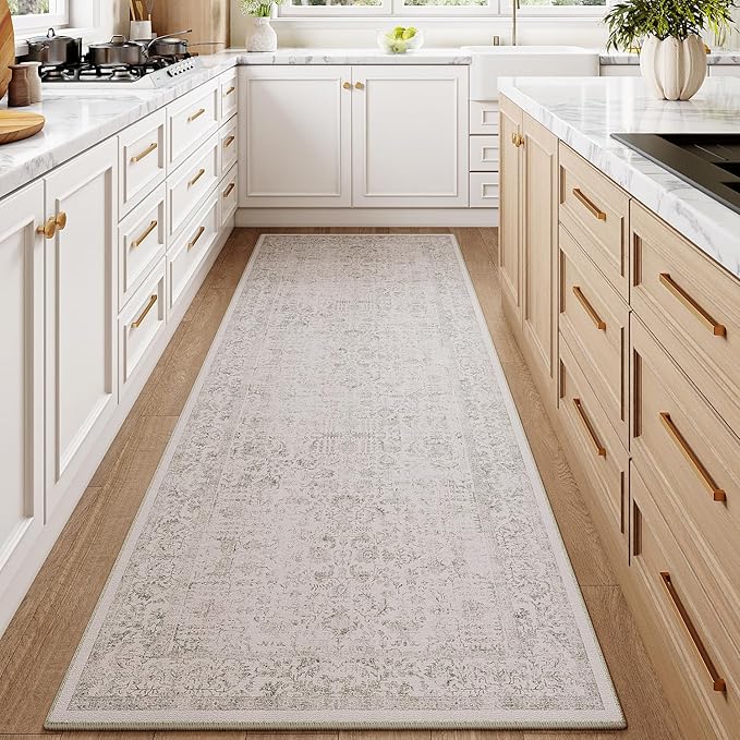 Gray Runner Rug 3x10 Hallway Machine Washable Kitchen Vintage Distressed Non - Image 5