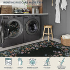 Lahome Boho Floral 2x6 Black Bathroom Runner Rugs Non Skid Washable, Rug Runners - Image 4