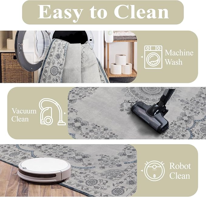 Washable Rugs 5x7 Area Rugs for Living Room, Thin Carpet for Bedroom, Soft Faux - Image 6