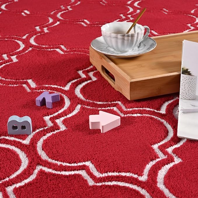 Amearea Fluffy Indoor Trellis Rug, Soft Moroccan Home Rugs - Image 5