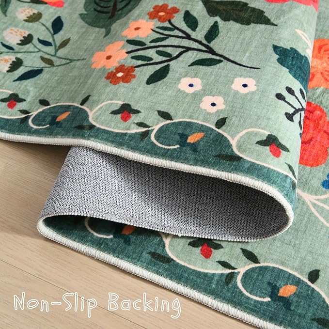 Rugcomf Living Room Rug 6x9 Rug Machine Washable Boho Area Rug Non Slip Floral - Image 3