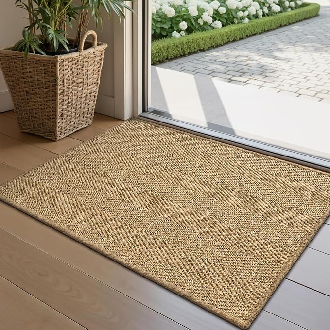 LUMI Handwoven Sisal Door Mat, Non-Slip Durable Entryway Mat, Welcome Front by LUMI