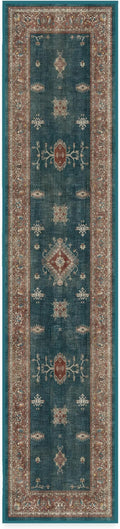 RUGGABLE Washable Vintage Runner Rug – Verena Teal Blue 2.5x12, Stain-Resistant by RUGGABLE