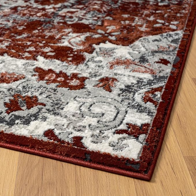 LUXE WEAVERS Moroccan Red 4x5 Medallion Area Rug - Image 5