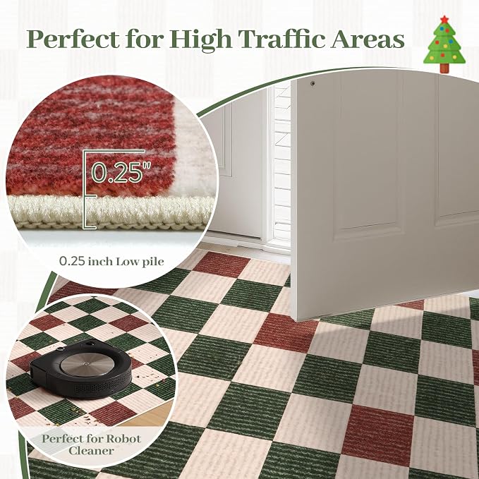 LIVEBOX 8x10 Area Rugs for Living Room Clearance, Checkered Non-Slip Washable - Image 7