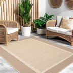 ILANGO Jute Area Rugs for Outdoor, Patio Woven Washable Rugs 5'x7', Natural - Image 3