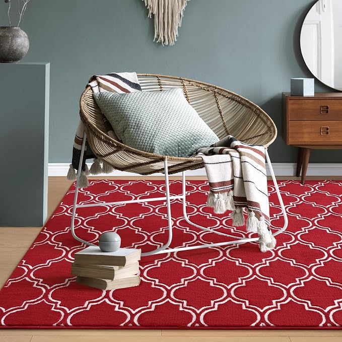 Amearea Fluffy Indoor Area Rug, Soft Trellis Moroccan Rugs - Image 2