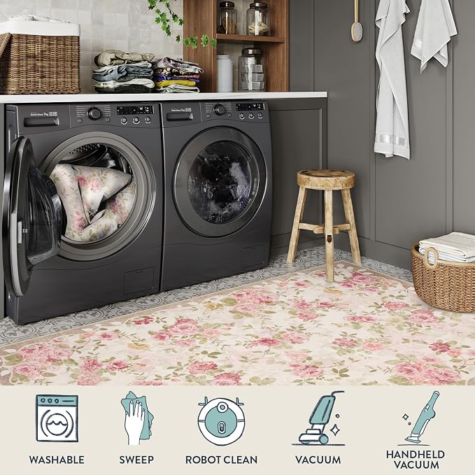 Lahome Floral Washable Rugs 9x12, Large Area Rugs 9x12 Living Room, Soft - Image 7