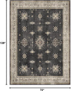 RUGGABLE Washable Vintage Area Rug – Verena Dark Wood 6x9, Stain-Resistant - Image 3